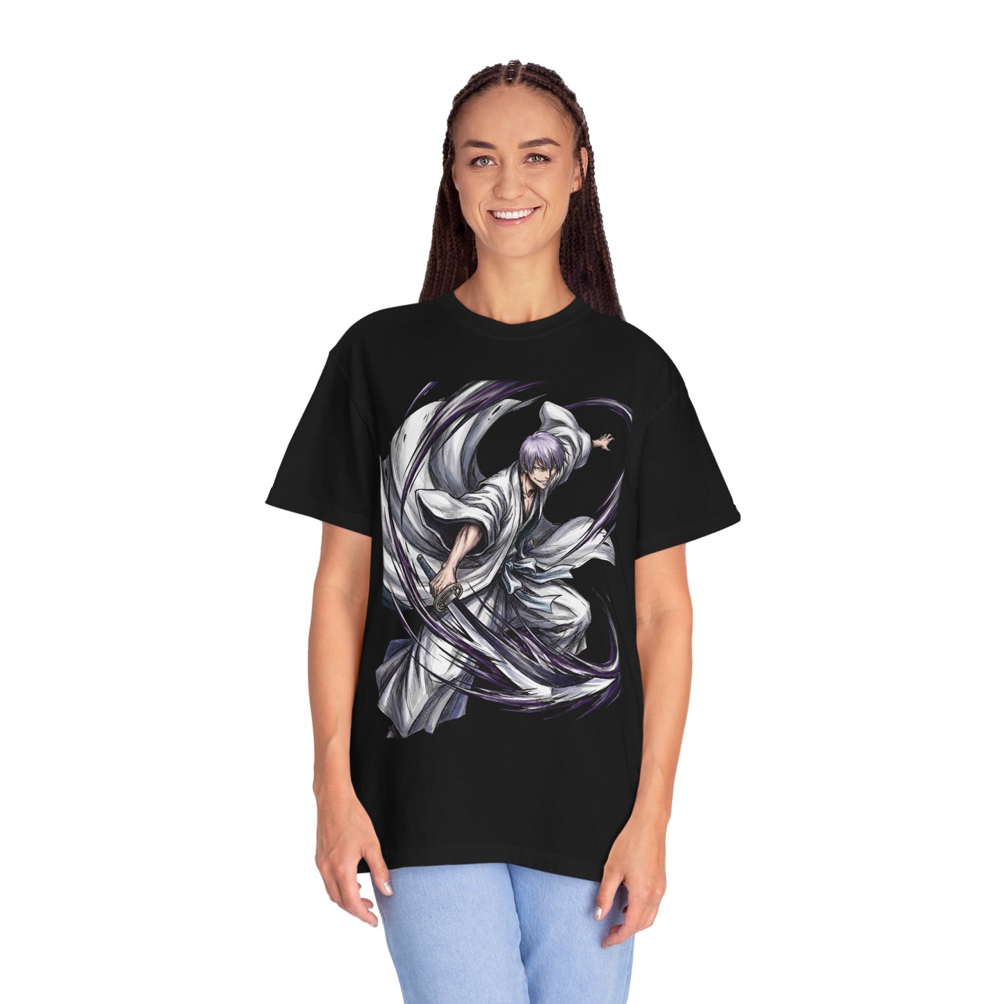 Gin Ichimaru Bleach Fox Grin Silver Hair Portrait Premium T-Shirt