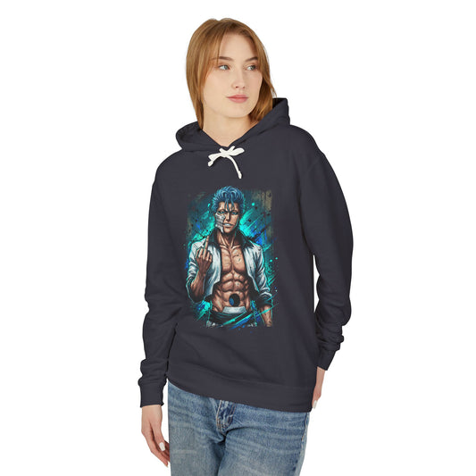 Blue Haired Panther Warrior Hollow Mask Sexta Rank Claw Strike Fan Art Portrait Unisex Premium Hoodie