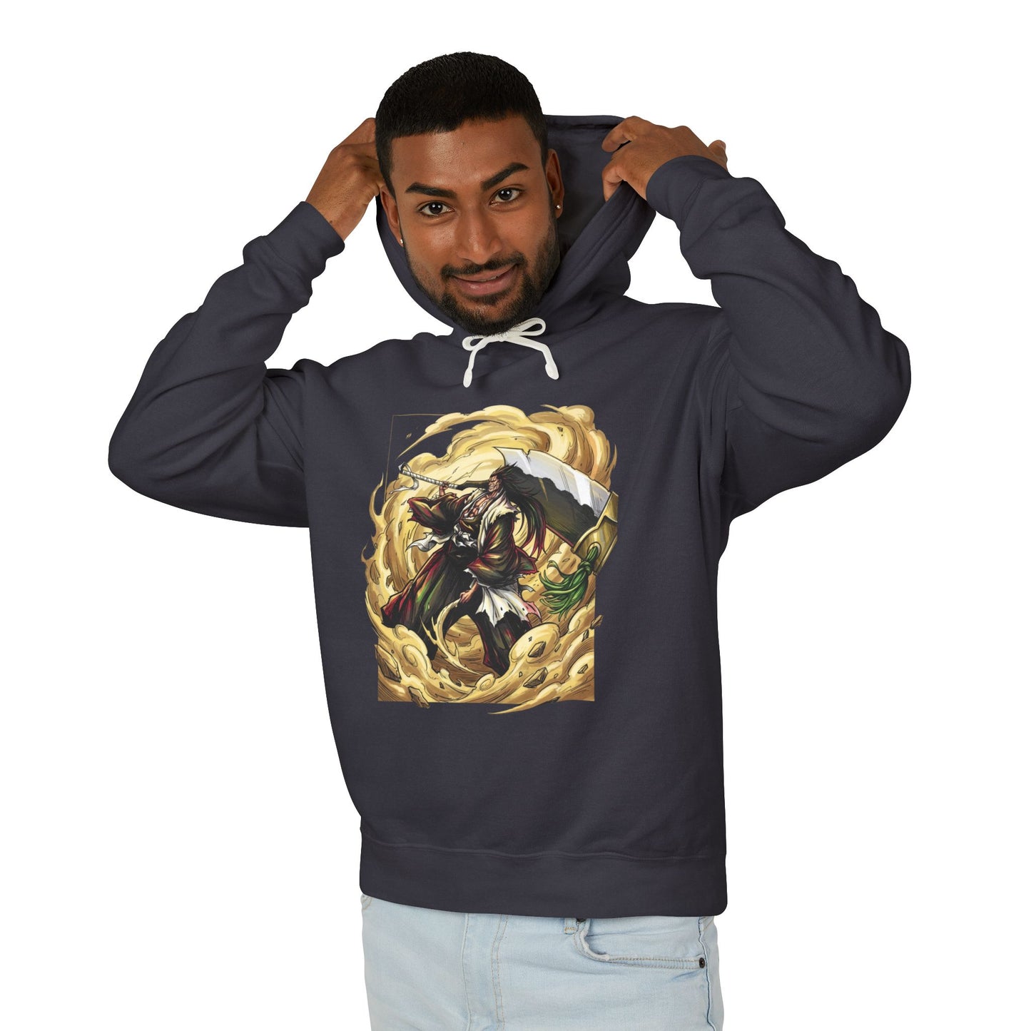 Shikai Kenpachi Zaraki Bleach Eyepatch Grin Warrior Portrait Unisex Premium Hoodie