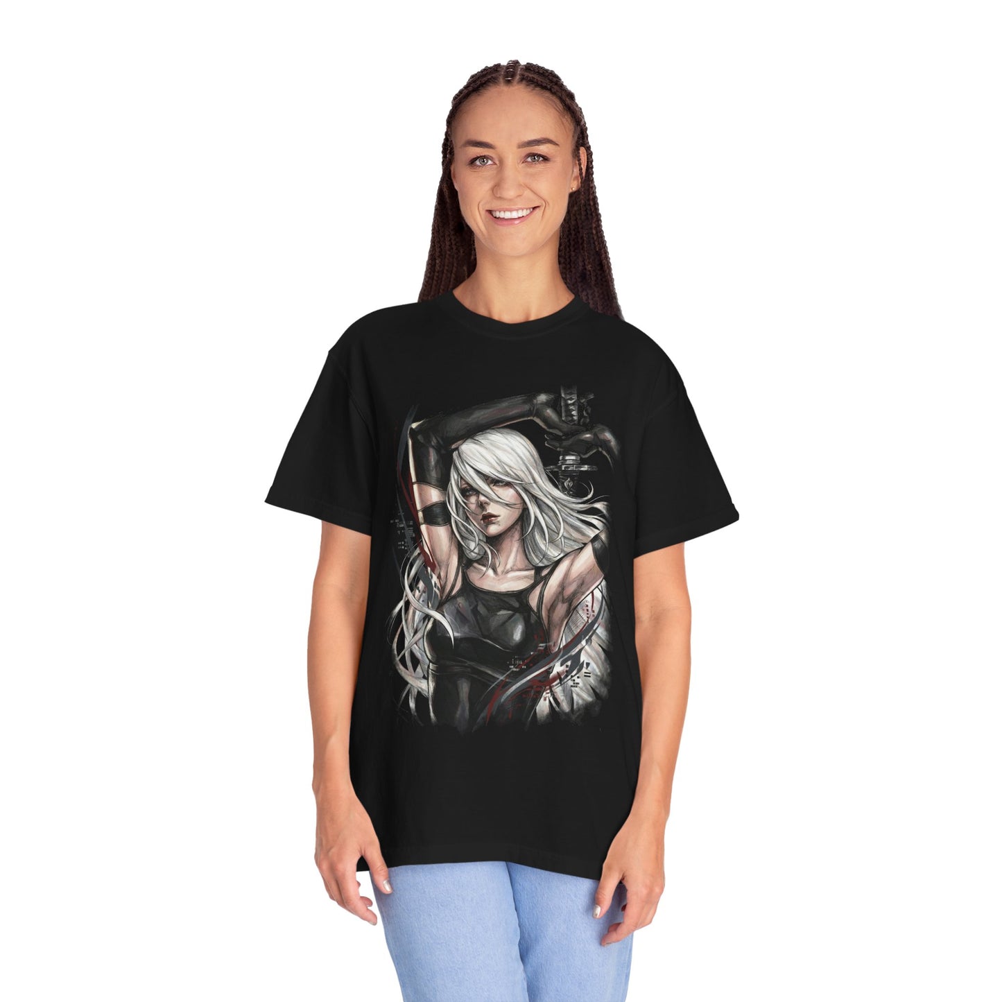 NieR Automata A2 Design Tee | Battle-Damaged Rogue Android Gaming Gift Premium T-Shirt