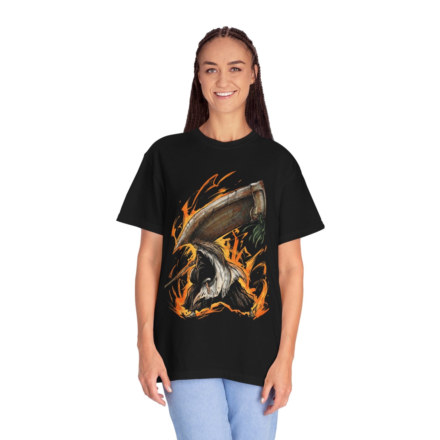 Bleach Kenpachi Zaraki Spiky Black Hair Portrait Premium T-Shirt