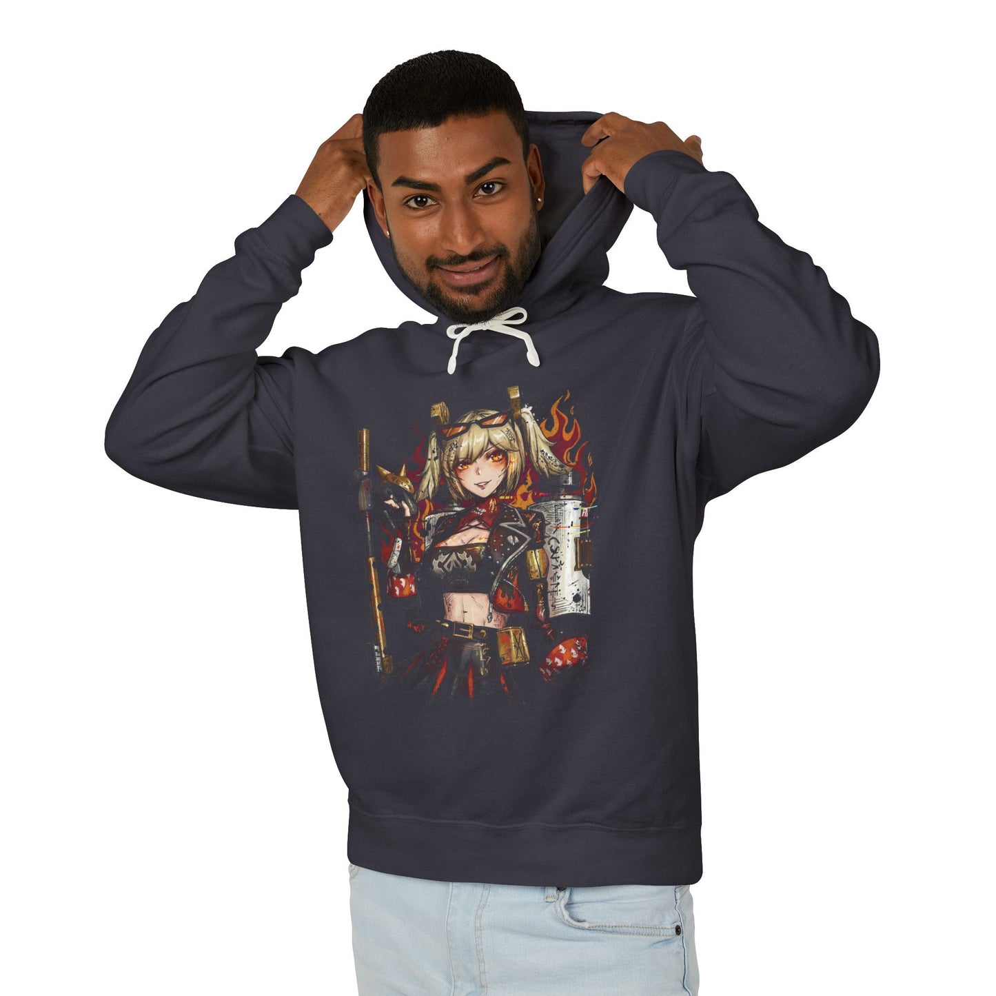 Burnice White ZZZ Red Hair Ponytails Flamethrower Portrait Unisex Premium Hoodie