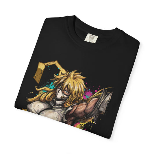 Blonde Arrancar Warrior Fan Art – Aqua Eyes Shark Mask Fragments Design Premium T-Shirt