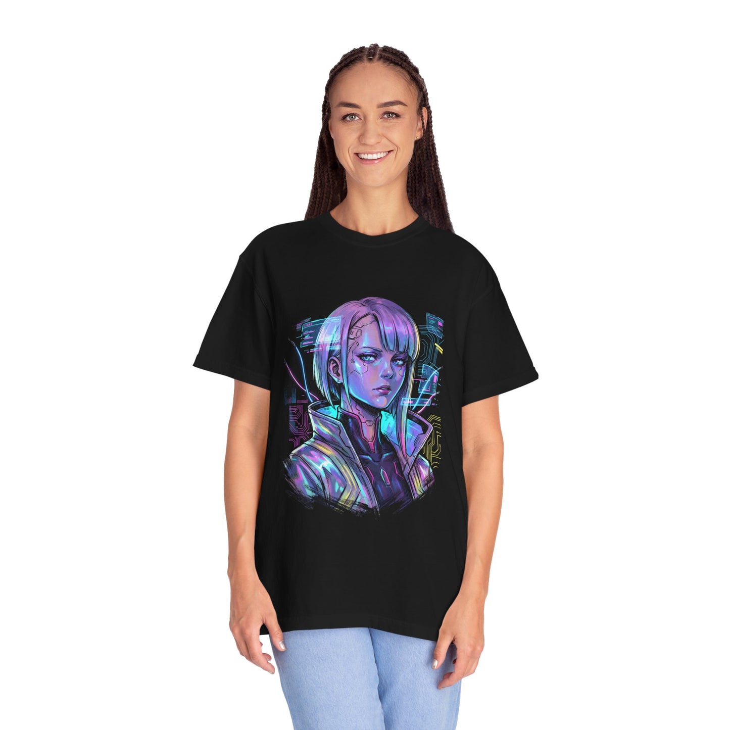 Cyberpunk Edgerunners Lucy Black Knee High Boots Netrunner Design Premium T-Shirt