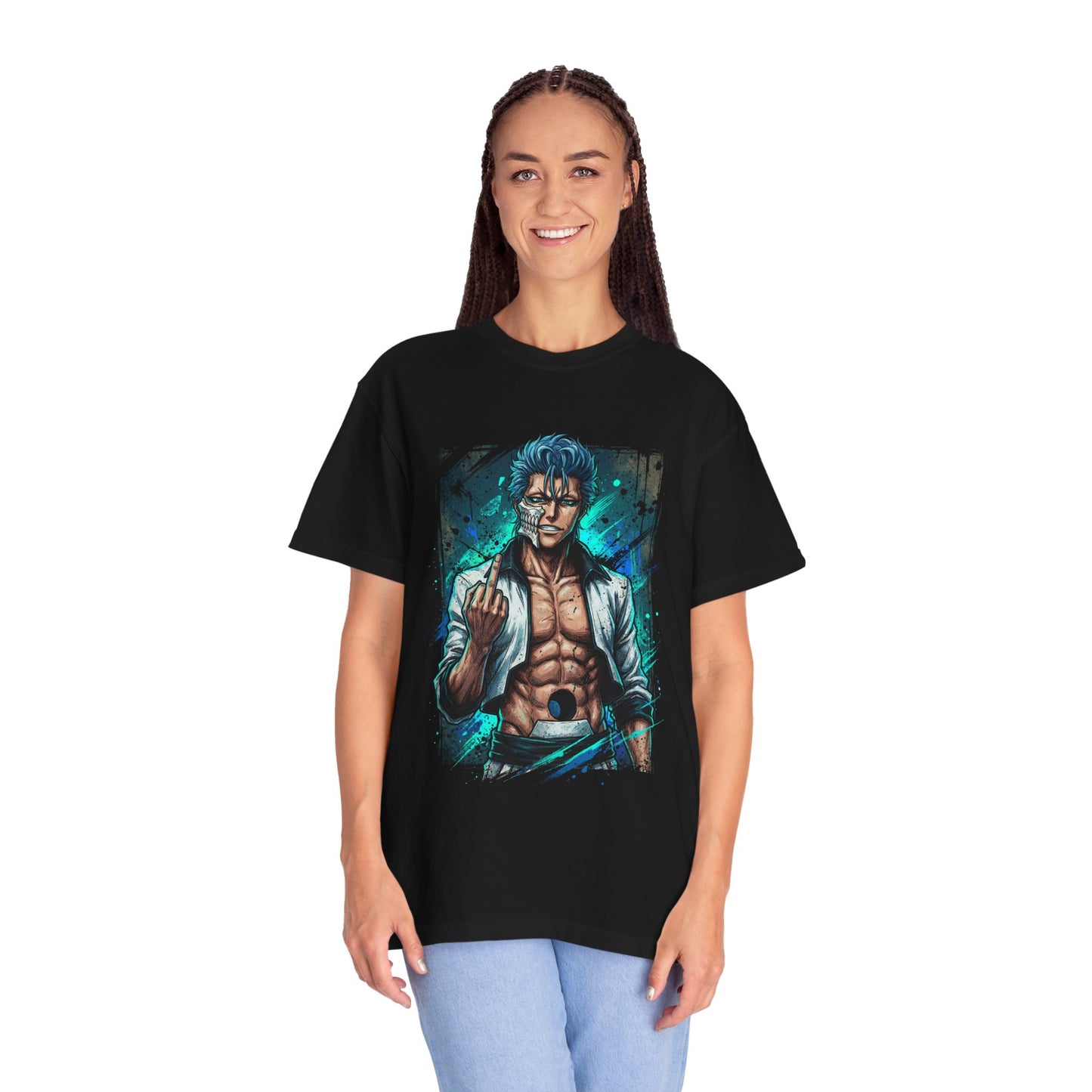 Blue Haired Panther Warrior Hollow Mask Sexta Rank Claw Strike Fan Art Portrait Premium T-Shirt
