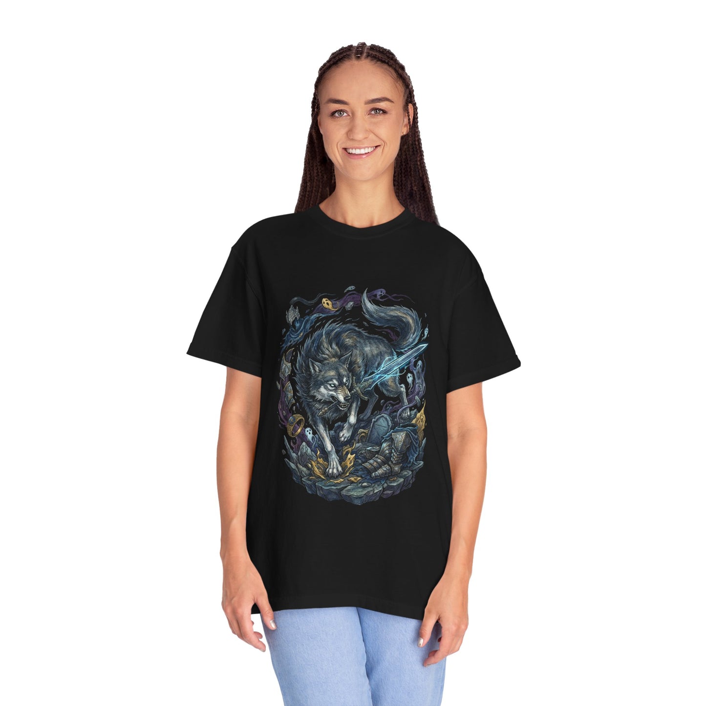 Great Grey Wolf Sif Fantasy Wolf Warrior Premium T-Shirt