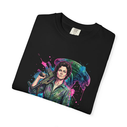 Ellen Ripley Flamethrower Ready Aliens 1986 Classic Portrait Premium T-Shirt