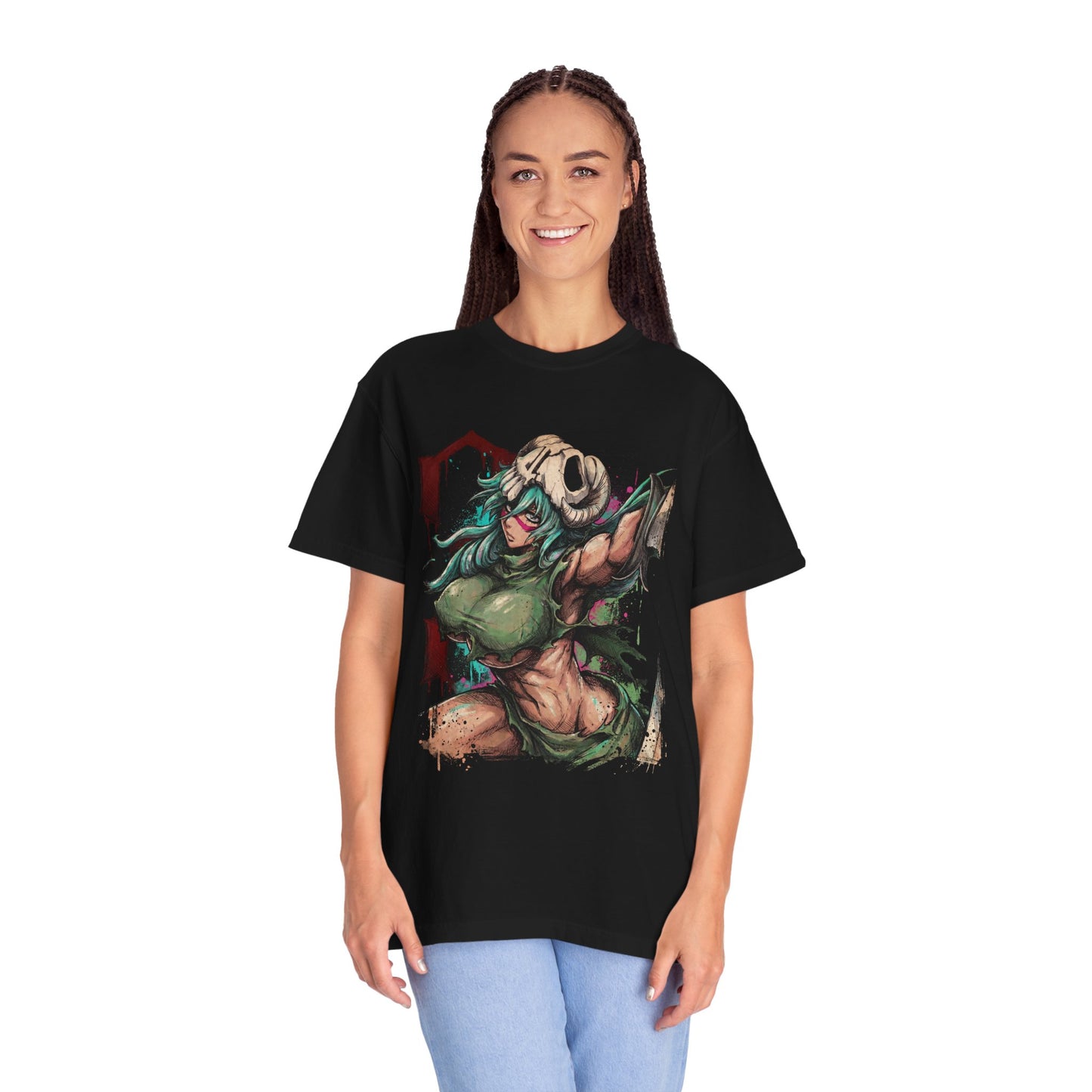 Curvaceous Espada Inspired Style – Long Wavy Green Hair Adult Form Art Premium T-Shirt