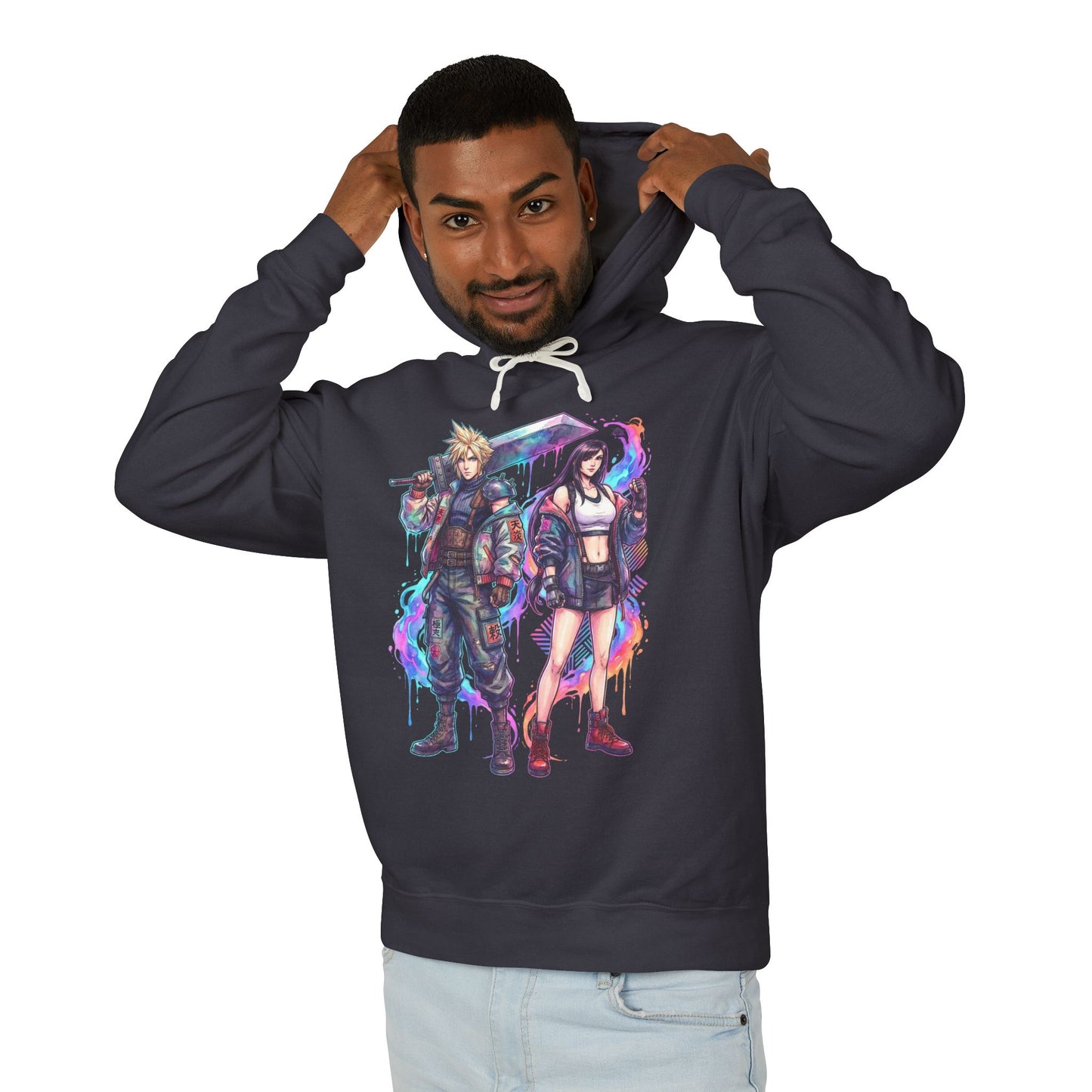 Cloud Strife and Tifa Lockhart FF7 Advent Children Design Unisex Premium Hoodie