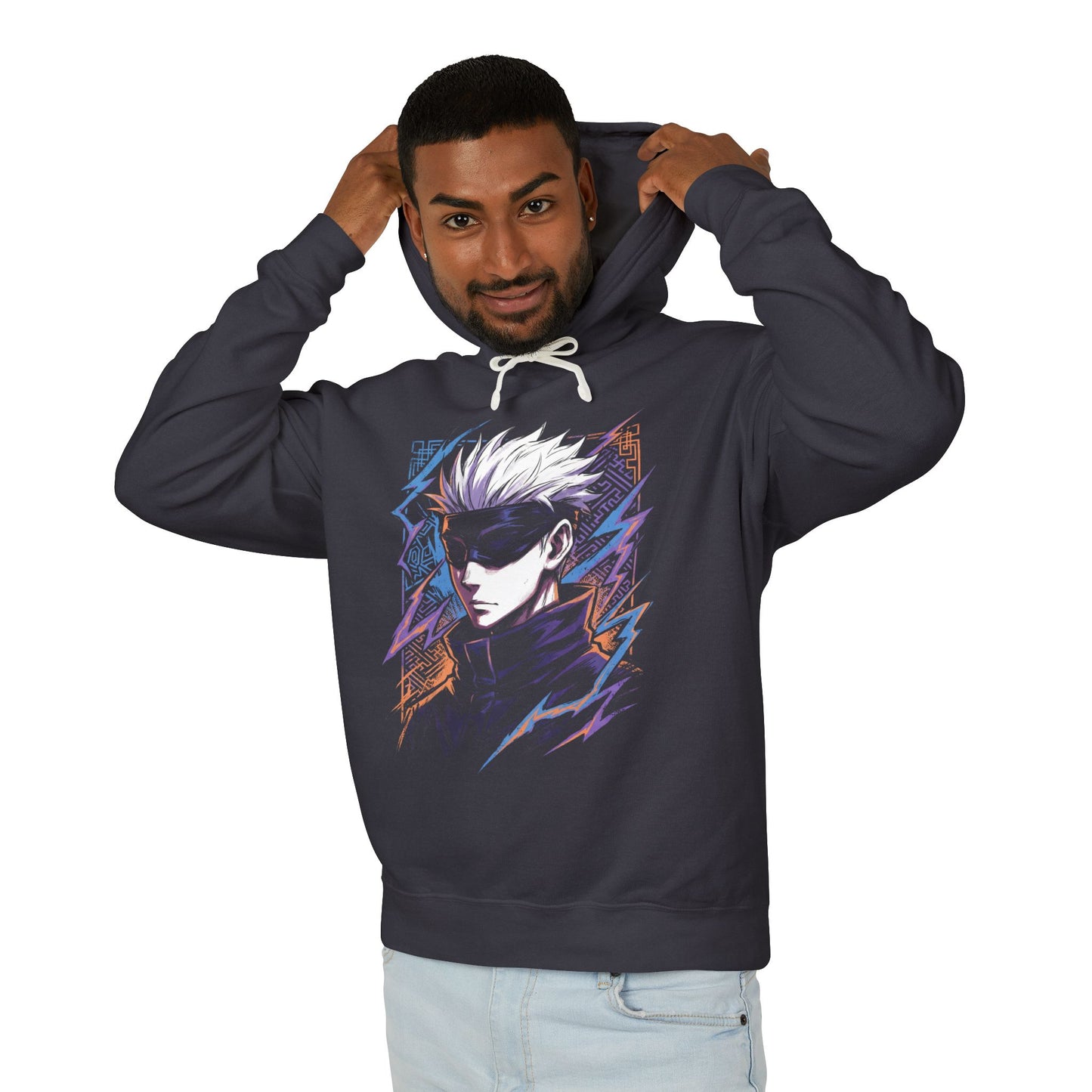 Gojo Satoru JJK White Hair Blindfold Portrait Unisex Premium Hoodie
