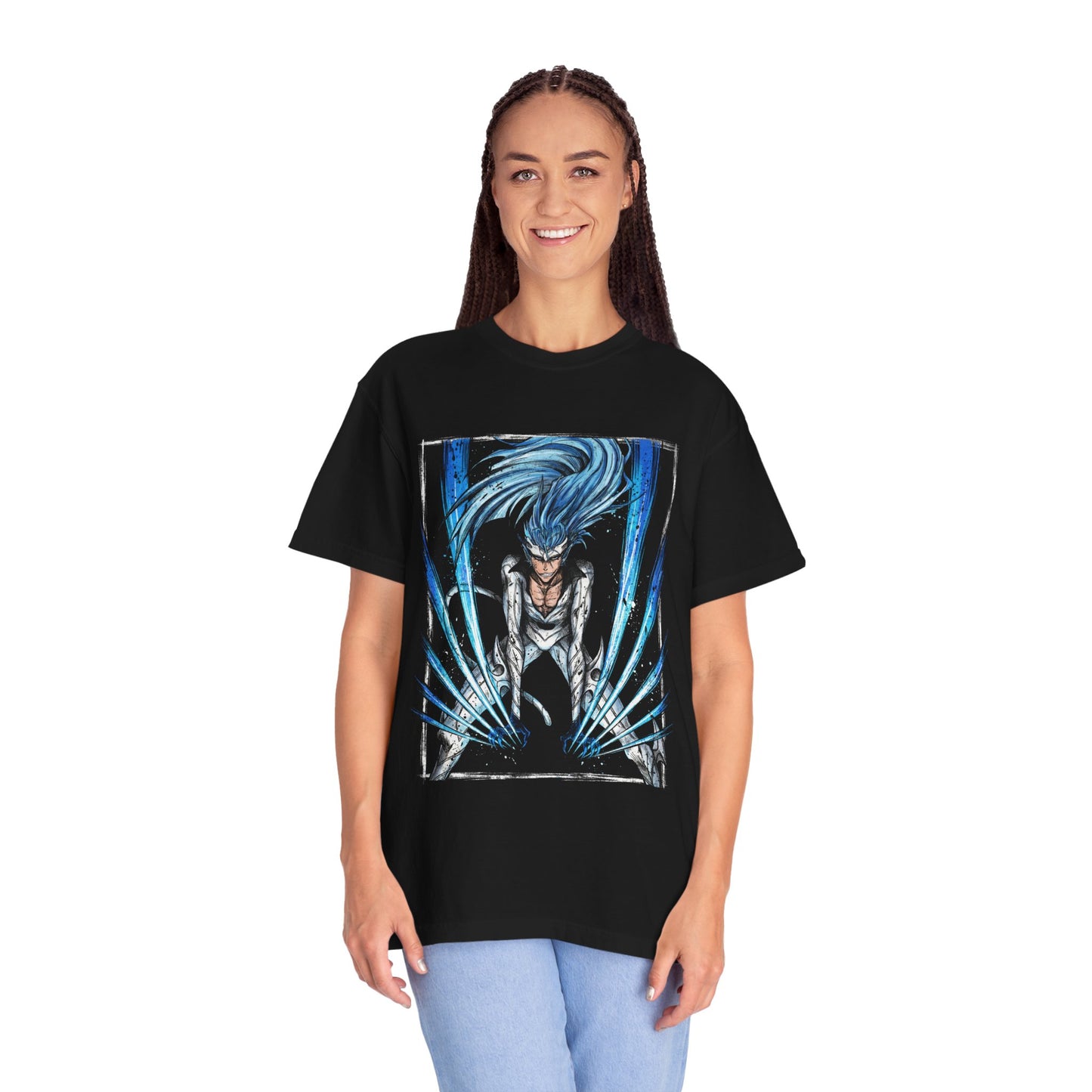Anime Blue-Haired Antihero Inspired – Cero Claws Dynamic Pose Premium T-Shirt