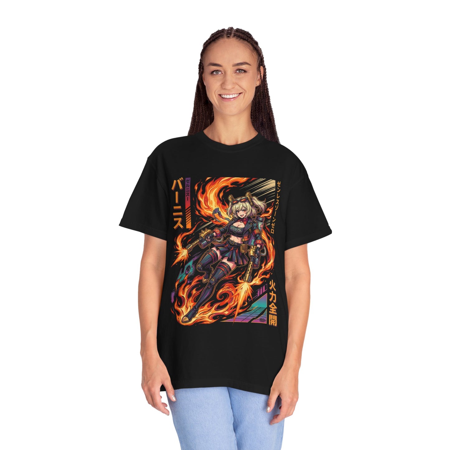 Synthwave Burnice Sons of Calydon Mixologist Zenless Zone Zero Premium T-Shirt