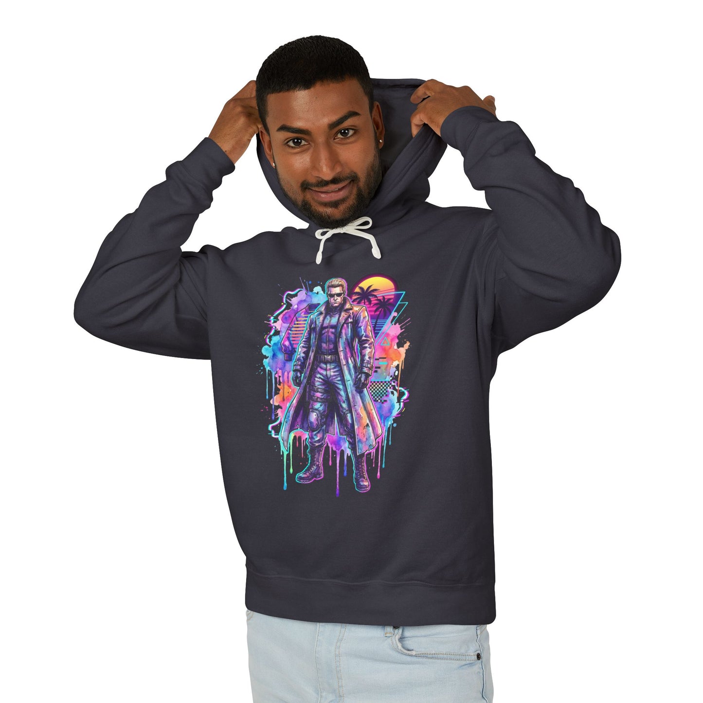 Vaporwave Resident Evil Albert Wesker Sunglasses Red Eyes Superhuman Design Unisex Premium Hoodie