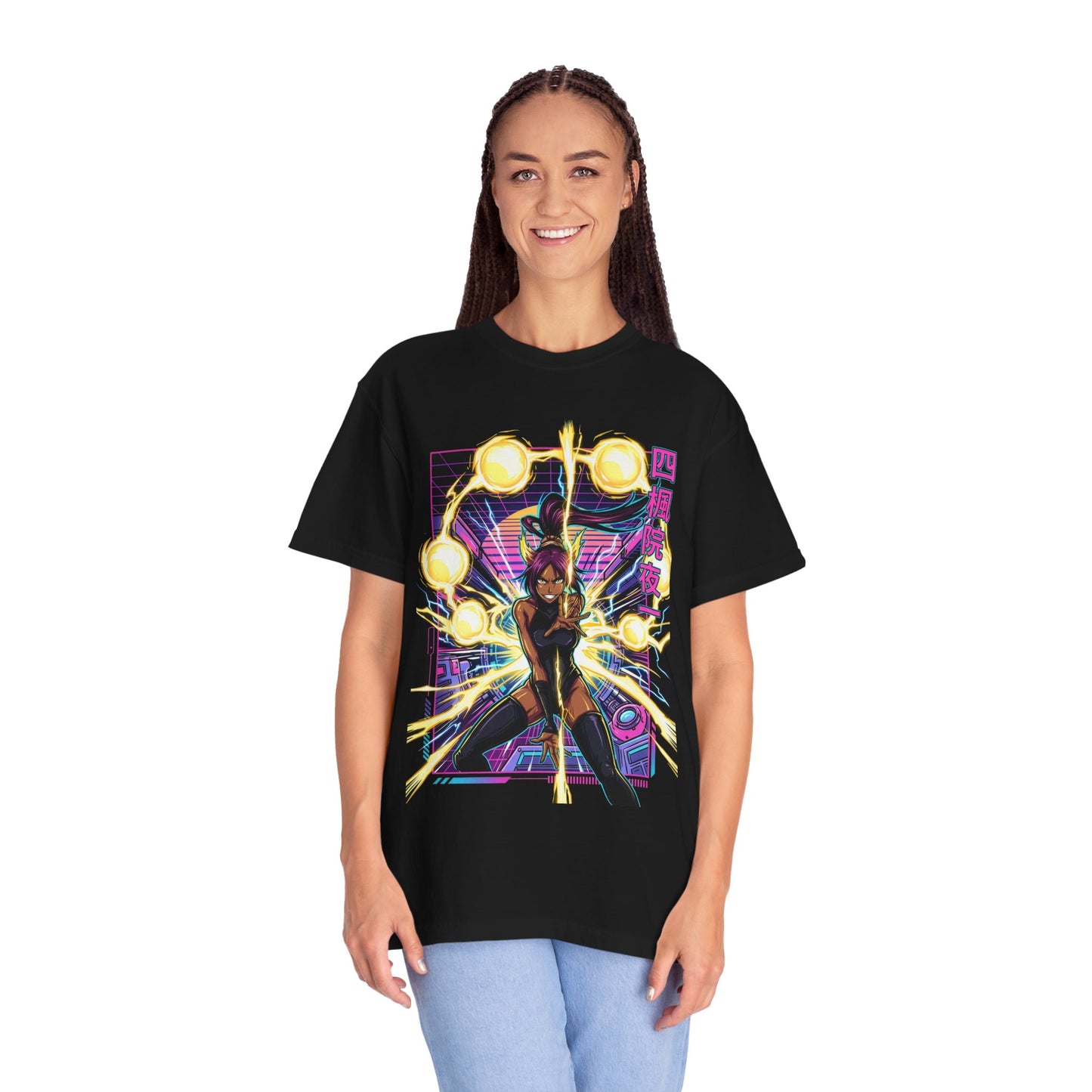 Bleach Yoruichi Shihouin Golden Irises Purple Hair Fan Favorite Design Premium T-Shirt