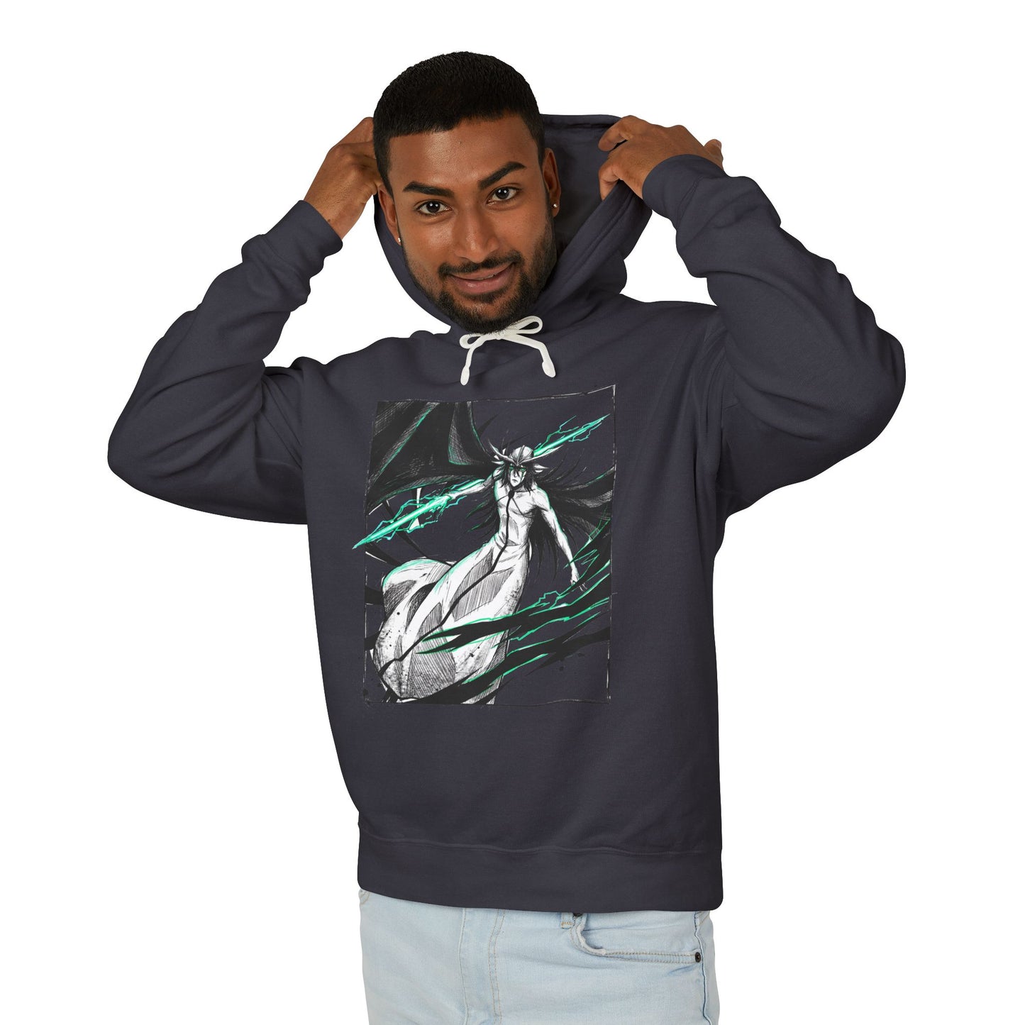 Ulquiorra Emotionless Espada Style – Short Black Hair Horned Mask Remnant Vibes Unisex Premium Hoodie