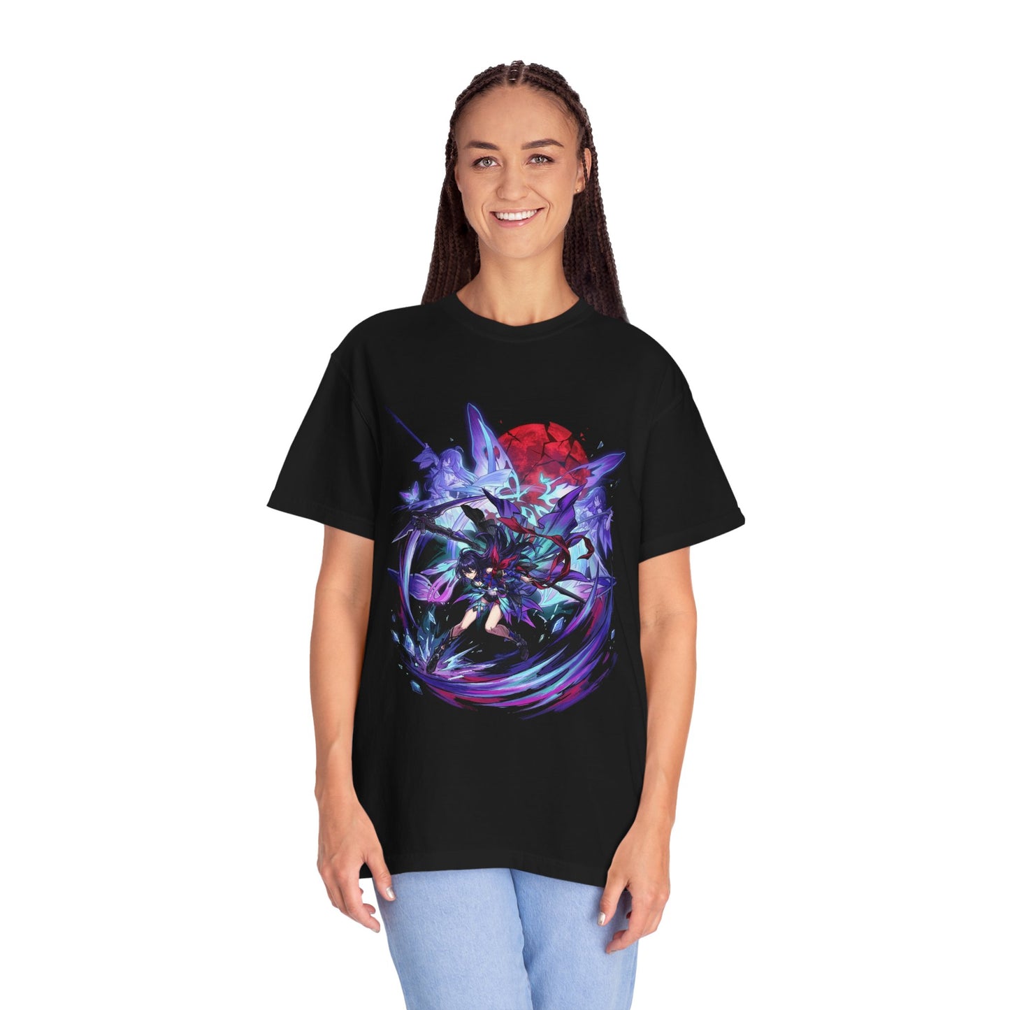 HSR Seele Blue Hair Butterfly Clips Portrait Premium T-Shirt