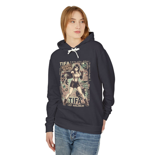 Tifa Lockhart FF7 Remake Black Crop Top Midriff Portrait Unisex Premium Hoodie