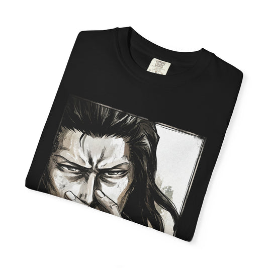 Starrk Dark Brown Hair Arrancar Fan Art – Blue-Gray Eyes Goatee Laid-Back Design Premium T-Shirt