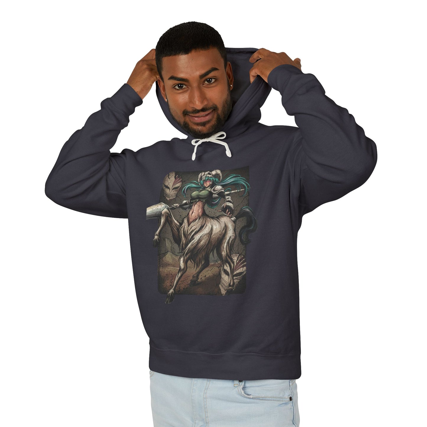 Curvaceous Espada Inspired Style – Long Wavy Green Hair Adult Form Art Unisex Premium Hoodie