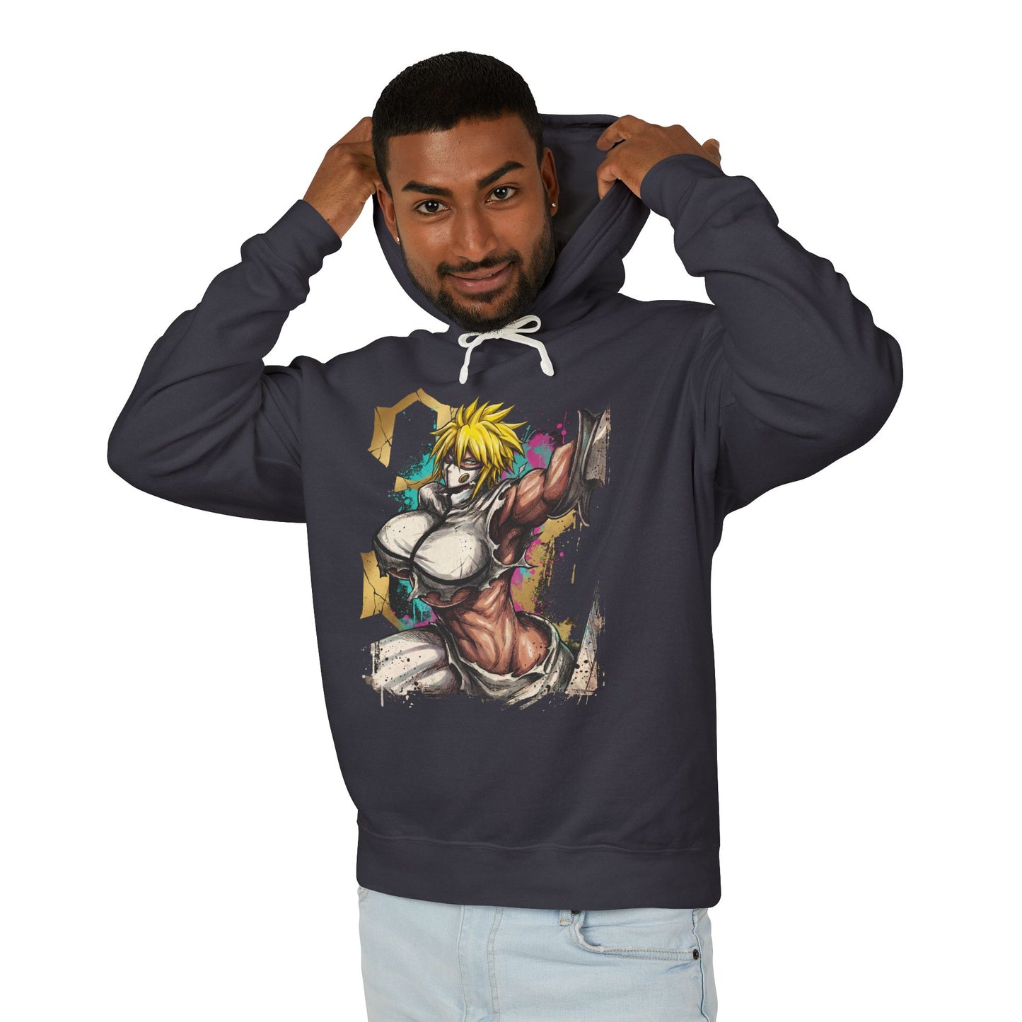 Tall Curvaceous Espada Inspired – Golden Braids Water Power Portrait Unisex Premium Hoodie