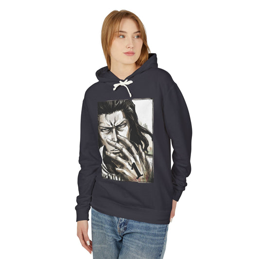 Starrk Dark Brown Hair Arrancar Fan Art – Blue-Gray Eyes Goatee Laid-Back Design Unisex Premium Hoodie