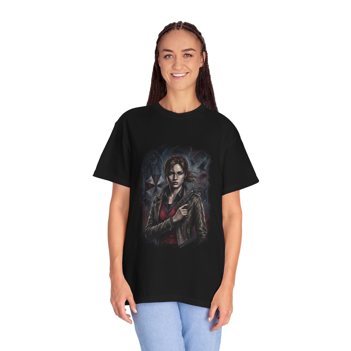 Resident Evil Claire Redfield Raccoon Police Station Escape Portrait Premium T-Shirt