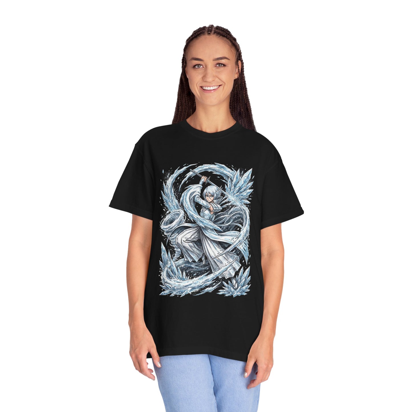 Bankai Rukia Kuchiki Bleach Violet Eyes Black Hair Design Premium T-Shirt