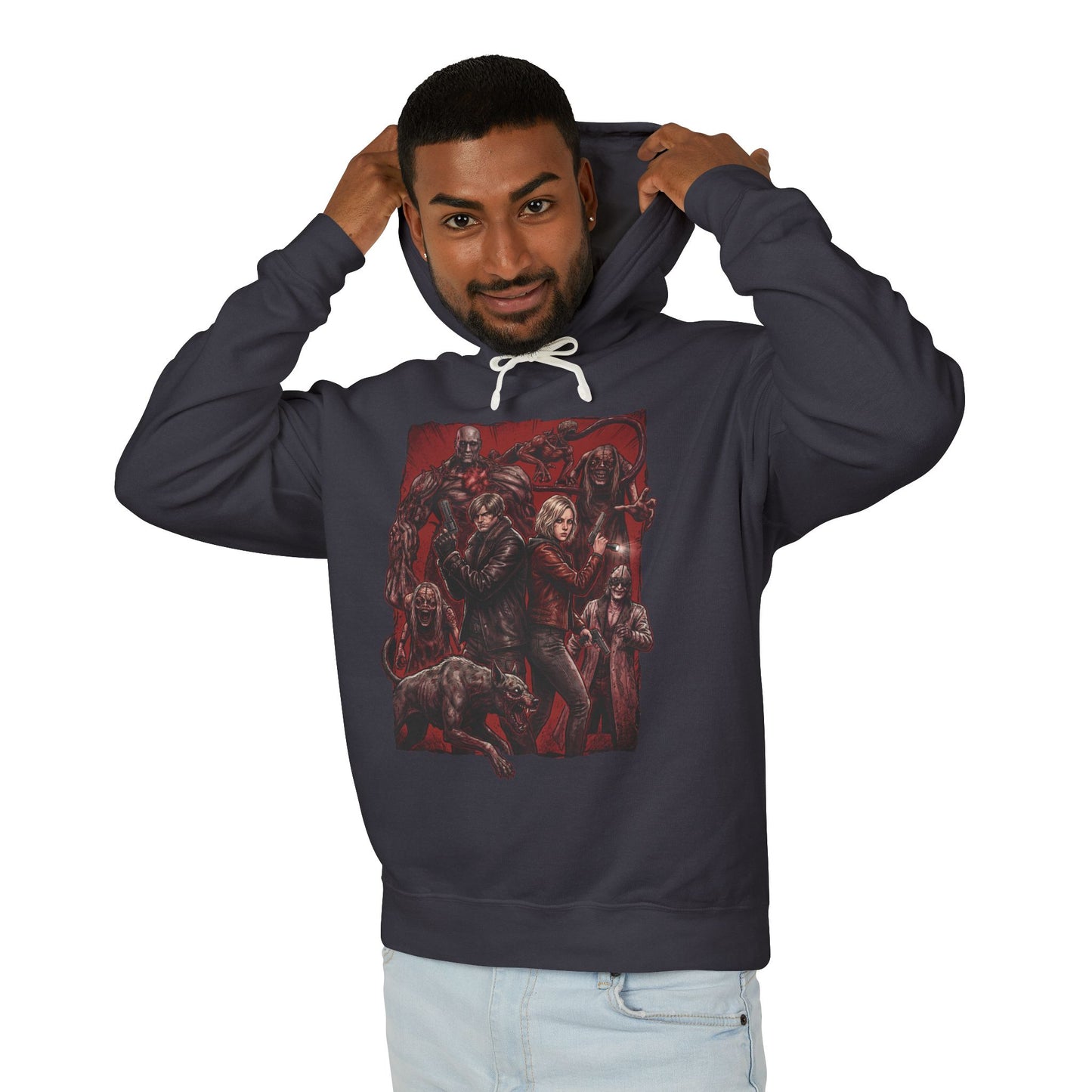 Resident Evil 9 Grace Ashcroft Leon Kennedy Plant 43 Super Tyrant Art Unisex Premium Hoodie