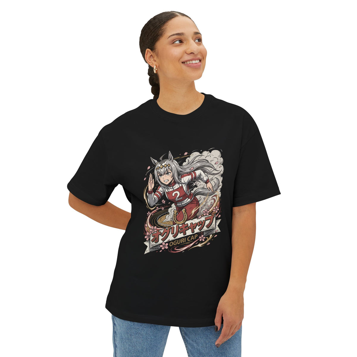 Umamusume Oguri Cap Number 2 Bib Banner Fan Art Oversized T-Shirt