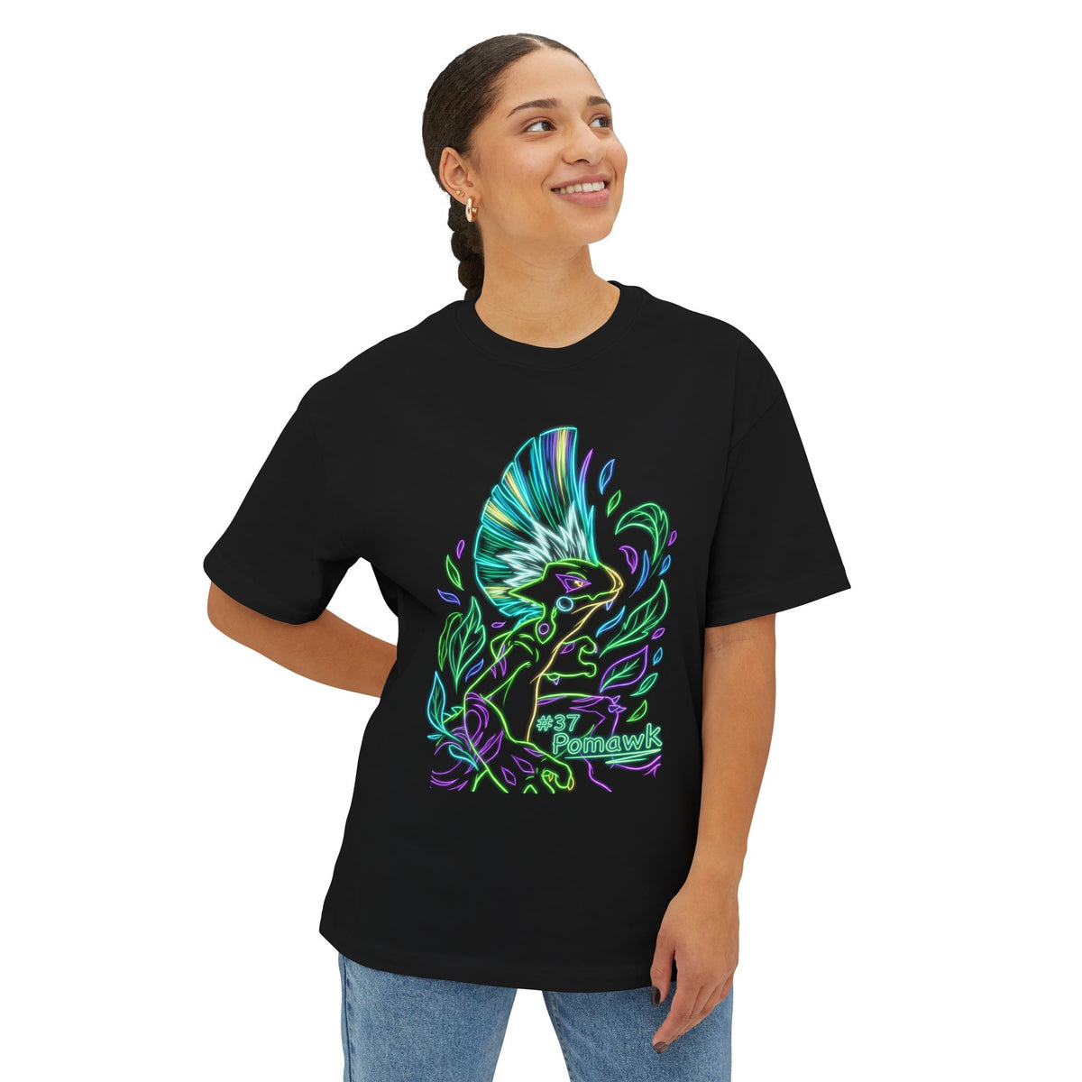 Pomawk Aniimo Neon Glow Creature Art - Oversized Premium Tee