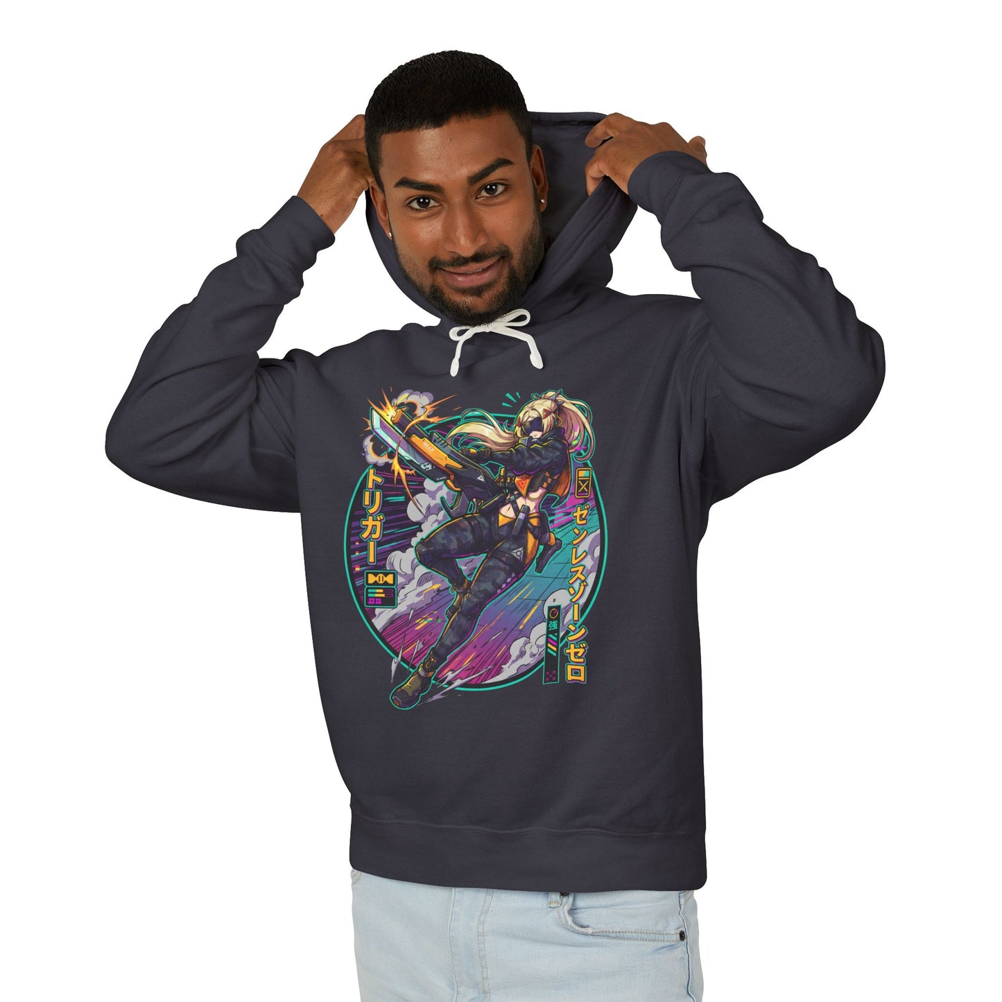 Zenless Zone Zero Trigger Synth Retrowave Blonde Sniper Unisex Premium Hoodie