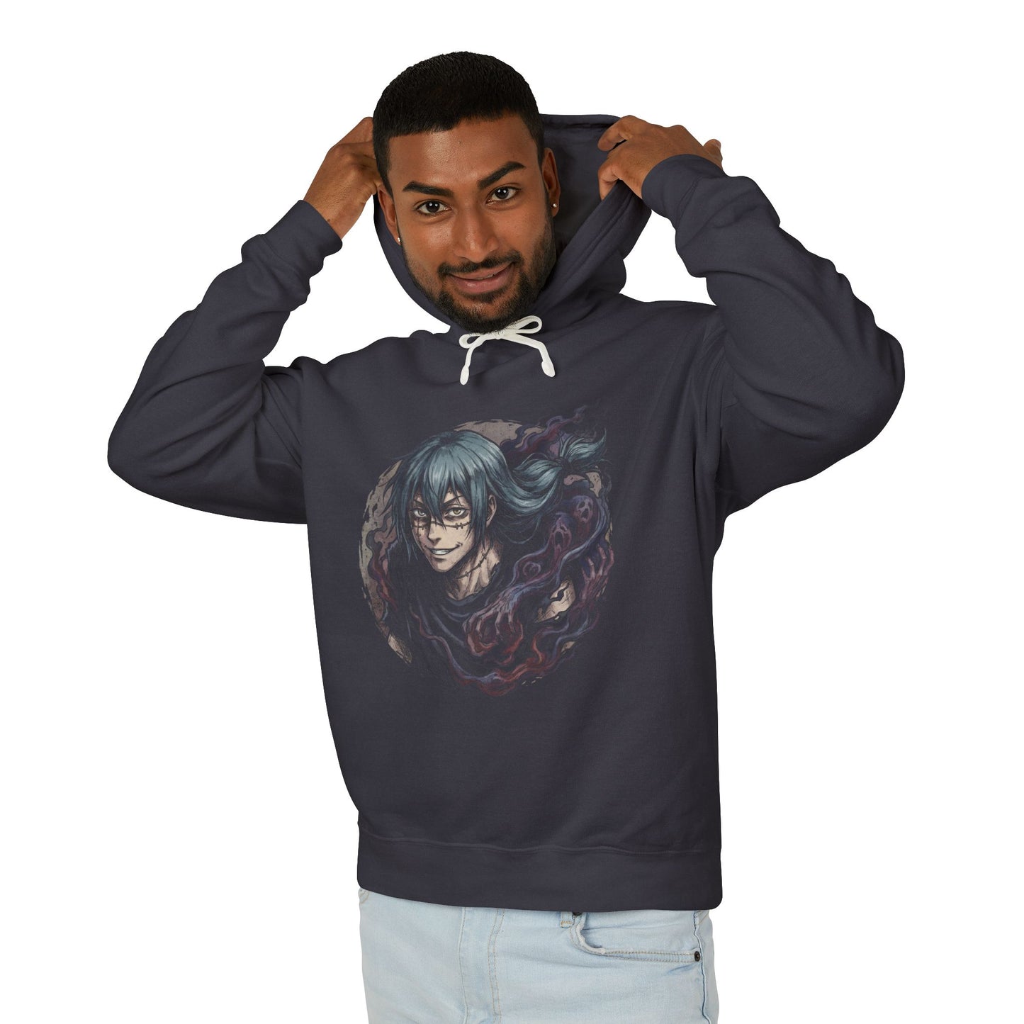 Jujutsu Kaisen Mahito Patchwork Stitches Grey Hair Design Unisex Premium Hoodie