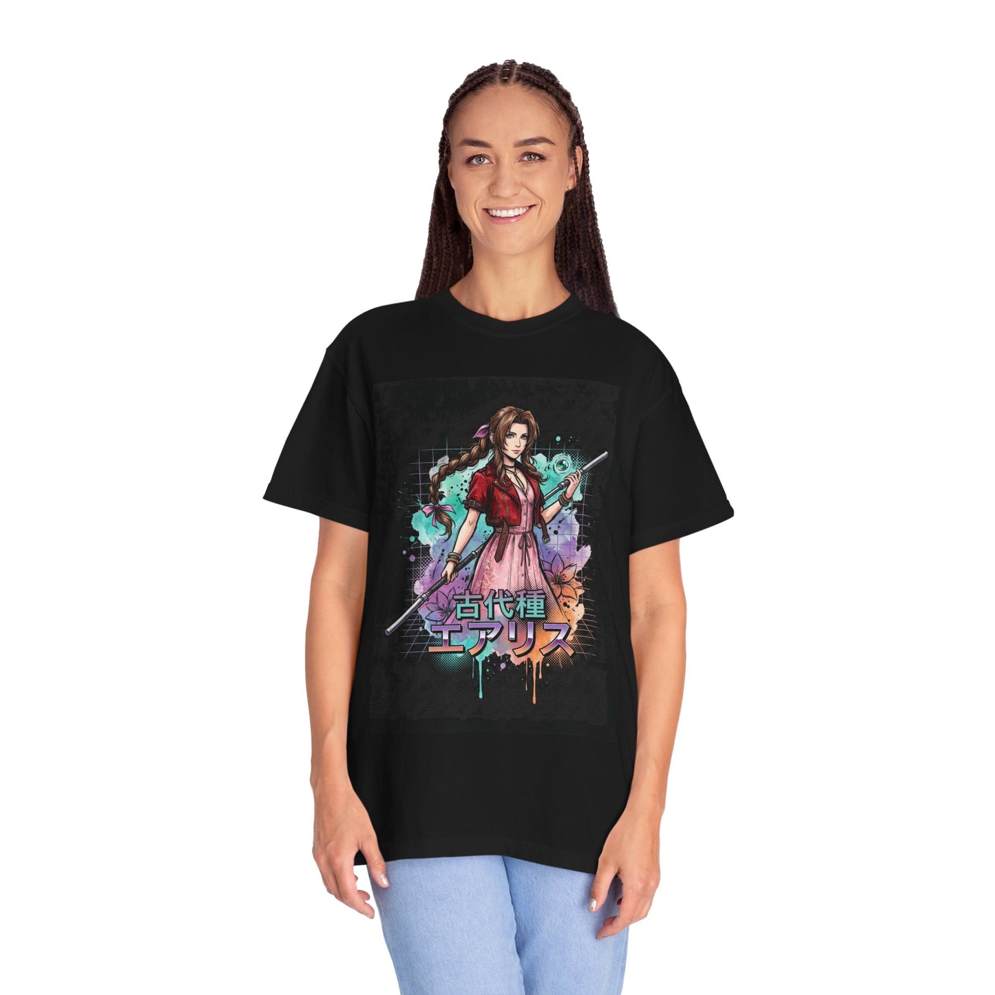 Final Fantasy VII Aerith Gainsborough Pink Dress Flower Girl Design Premium T-Shirt