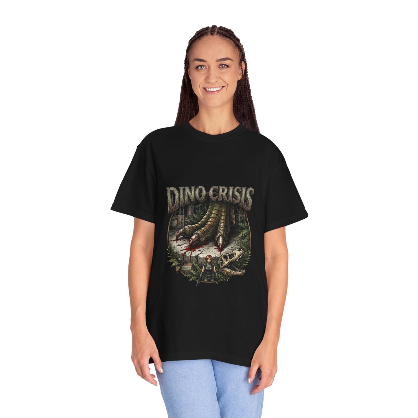 Dino Crisis 1999 Cover Art Velociraptor Claw Bloody Foot Portrait Premium T-Shirt