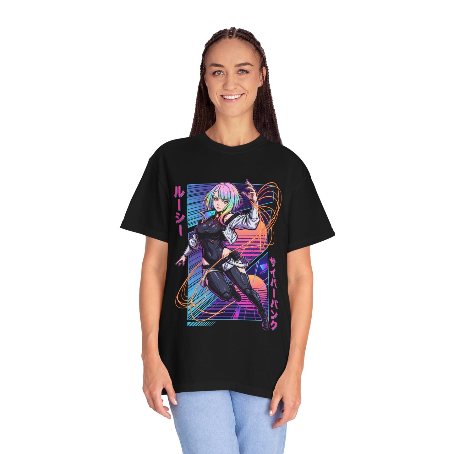 Lucy GG: Pastel Gradient Hair Mysterious Netrunner Premium T-Shirt
