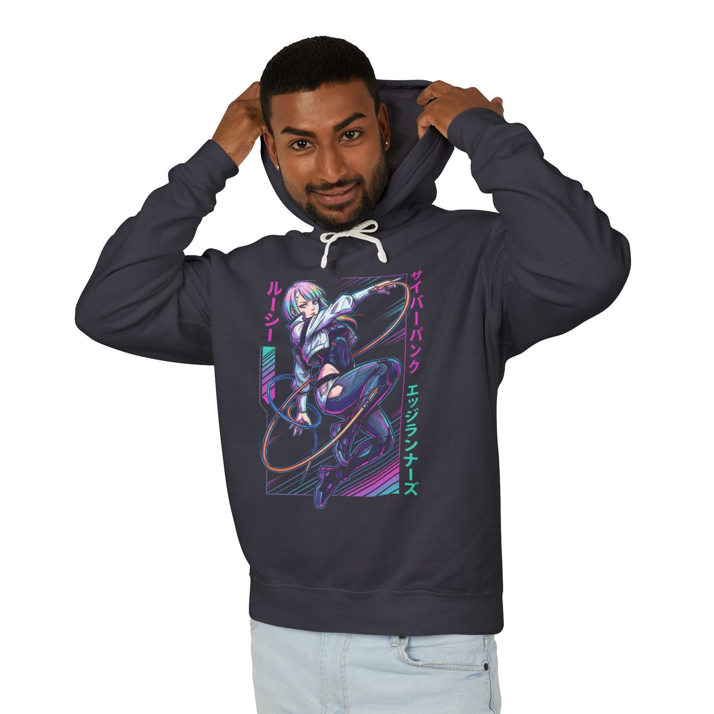 Lucy Cyberpunk Edgerunners Red Purple Eyes Street Samurai Icon Unisex Premium Hoodie