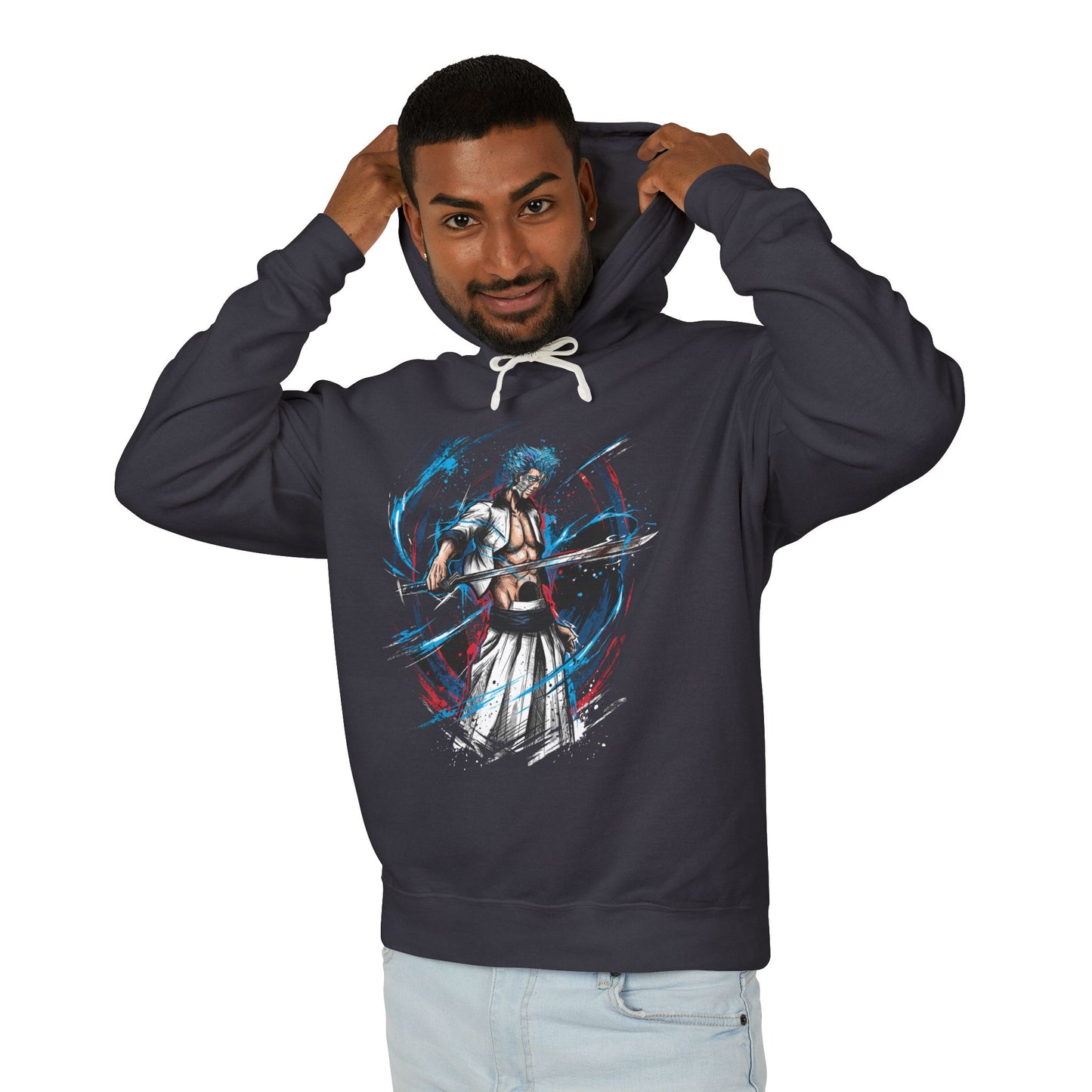 Fierce Blue Panther Hollow Inspired – Anime Manga Villain Portrait Unisex Premium Hoodie