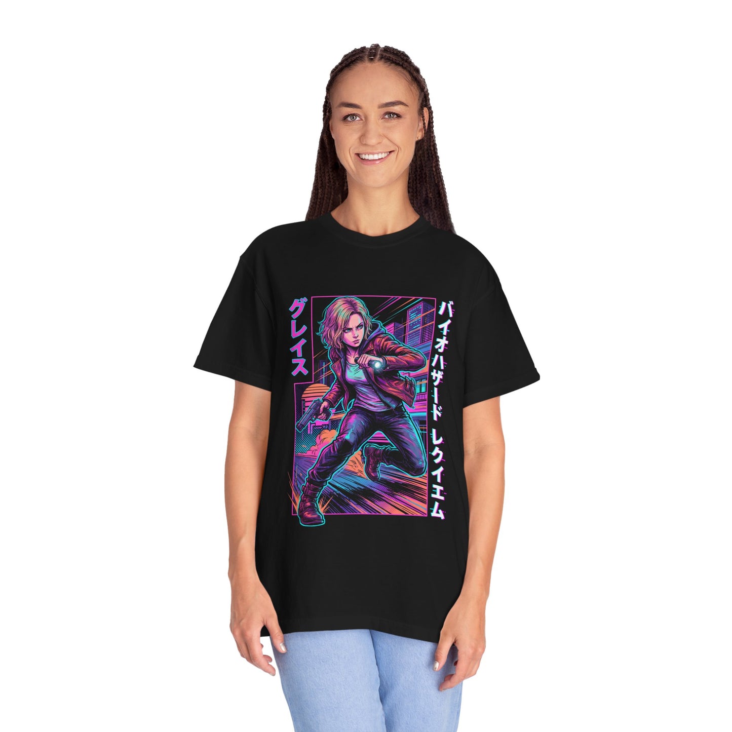 Resident Evil Grace Ashcroft Mother Shadow Retro Cyberpunkj futuristic design Premium T-Shirt