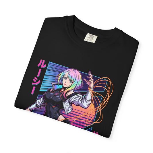 Lucy GG: Pastel Gradient Hair Mysterious Netrunner Premium T-Shirt