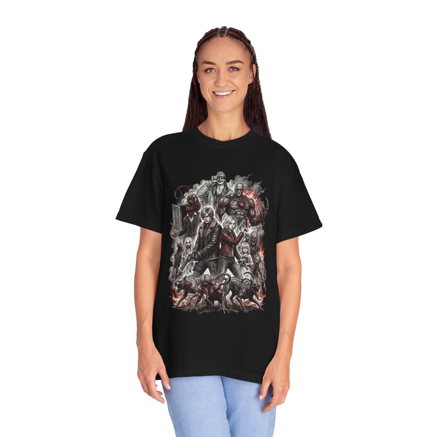 RE9 Grace and Leon Facing Plant 43 Super Tyrant Grunge Horror Design Premium T-Shirt