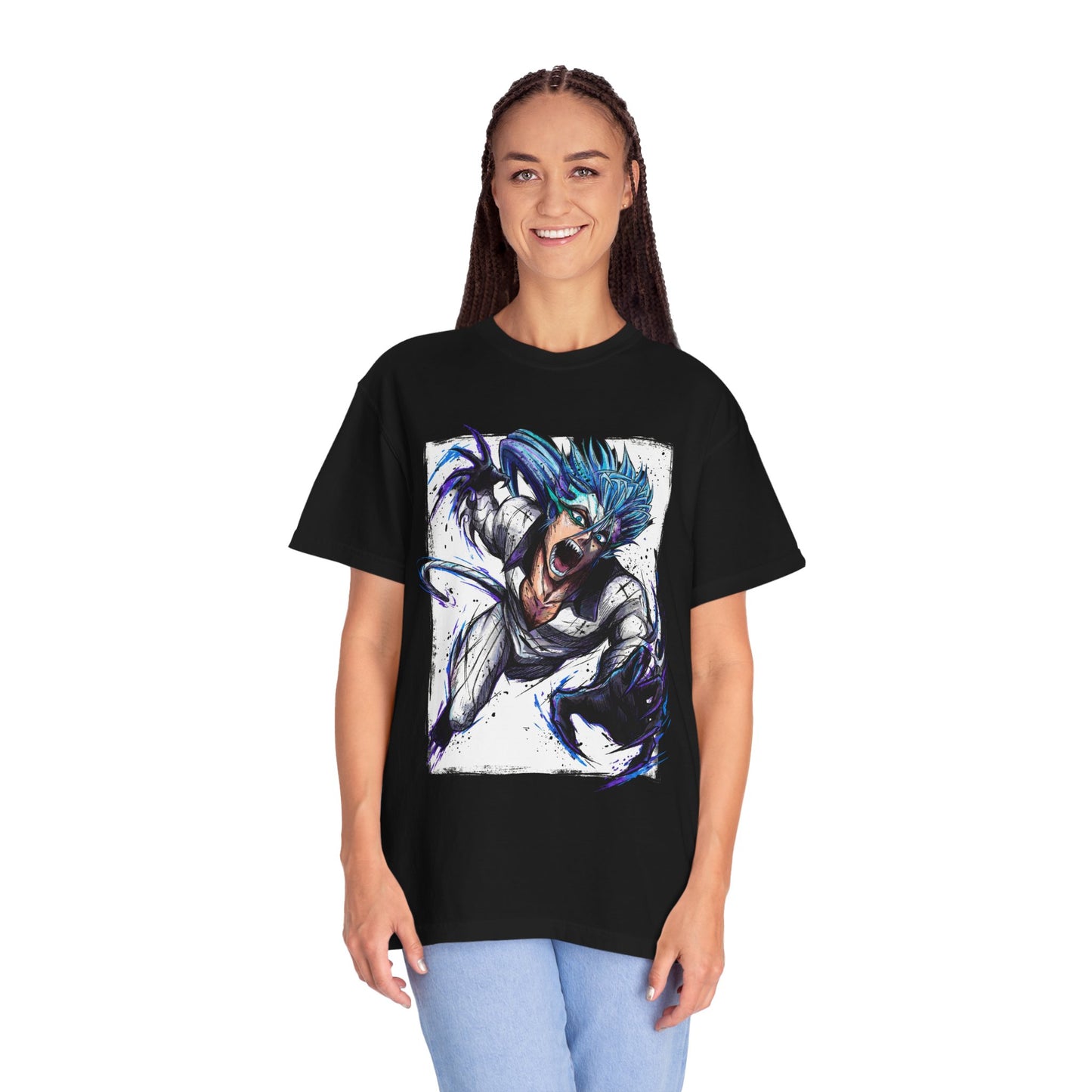 Feline Espada Fighter Manga Style – Intense Eyes Hollow Mask Premium T-Shirt