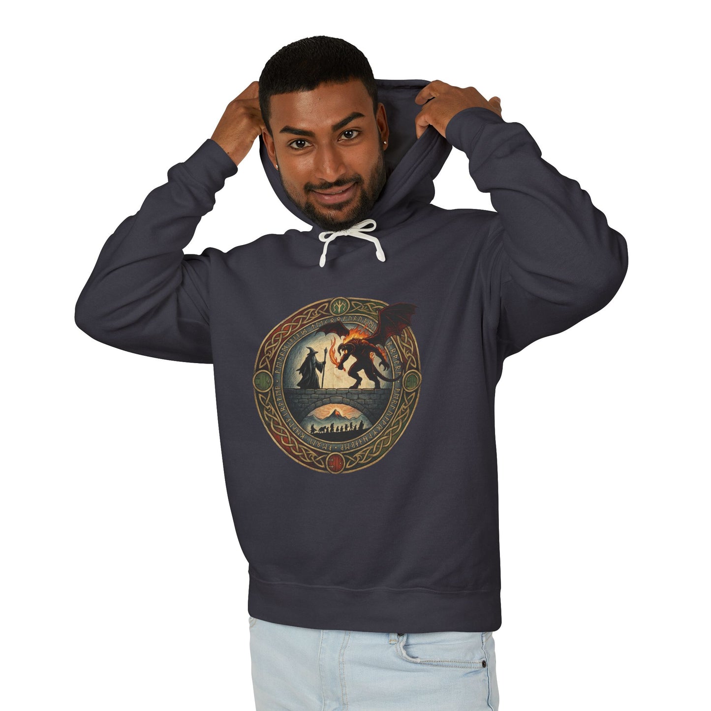 Fellowship Crest Gandalf Fighting the Balrog Unisex Premium Hoodie