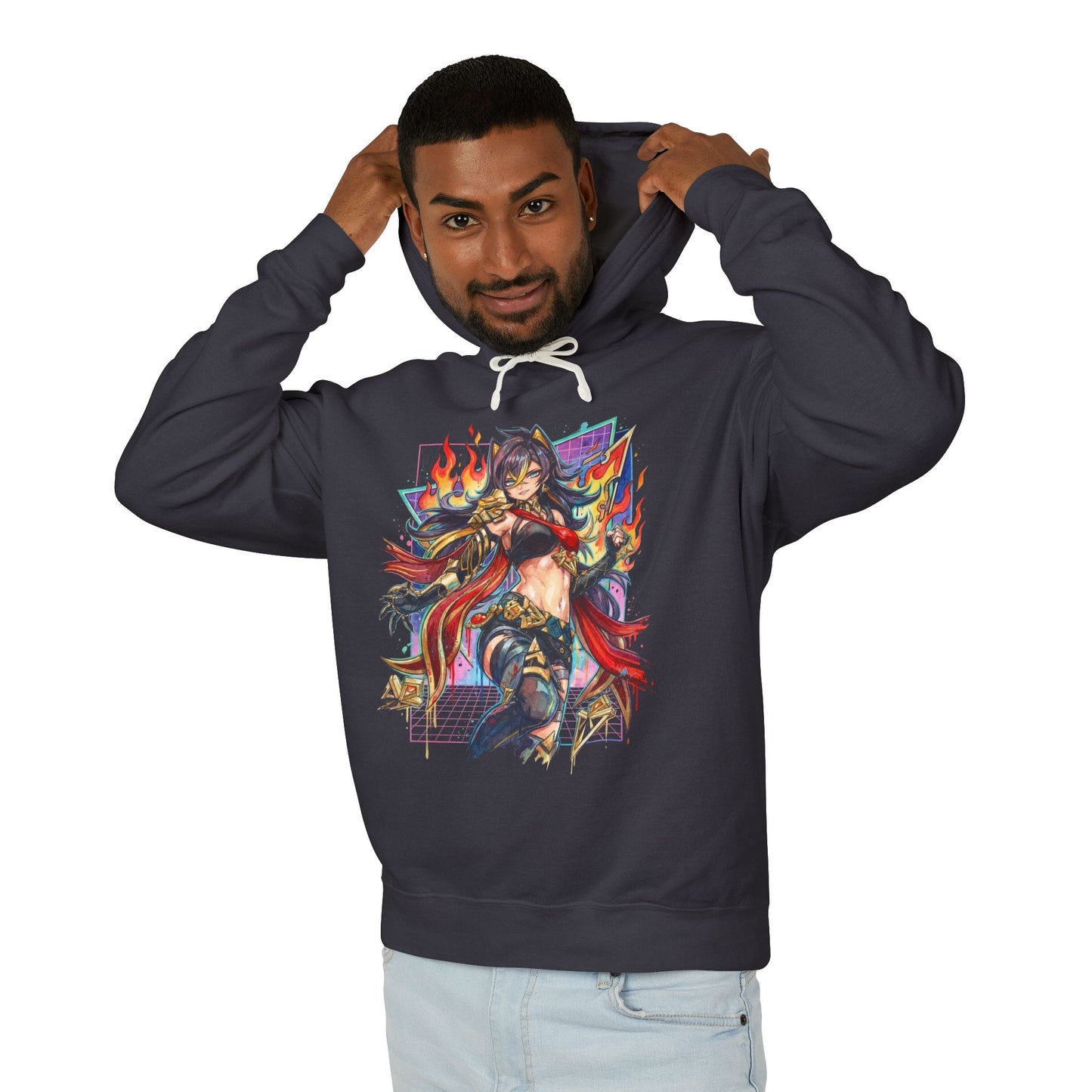 Dehya Genshin Impact Claymore Pyro Warrior Vaporwave Design Unisex Premium Hoodie