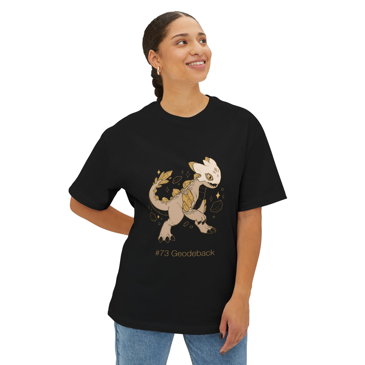 Geodeback Aniimo Gold Line Art Creature Art - Oversized Premium Tee