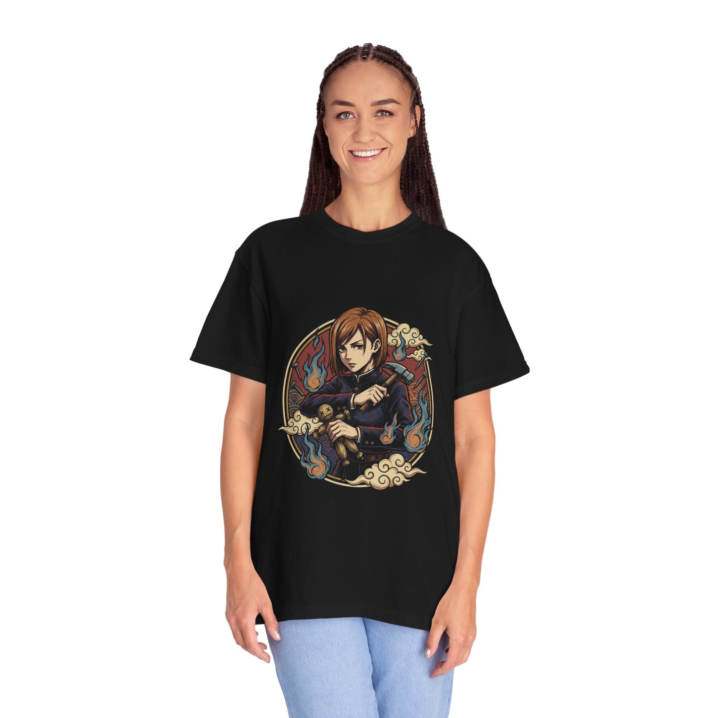 Nobara Kugisaki JJK Orange Hair Hammer Portrait Premium T-Shirt