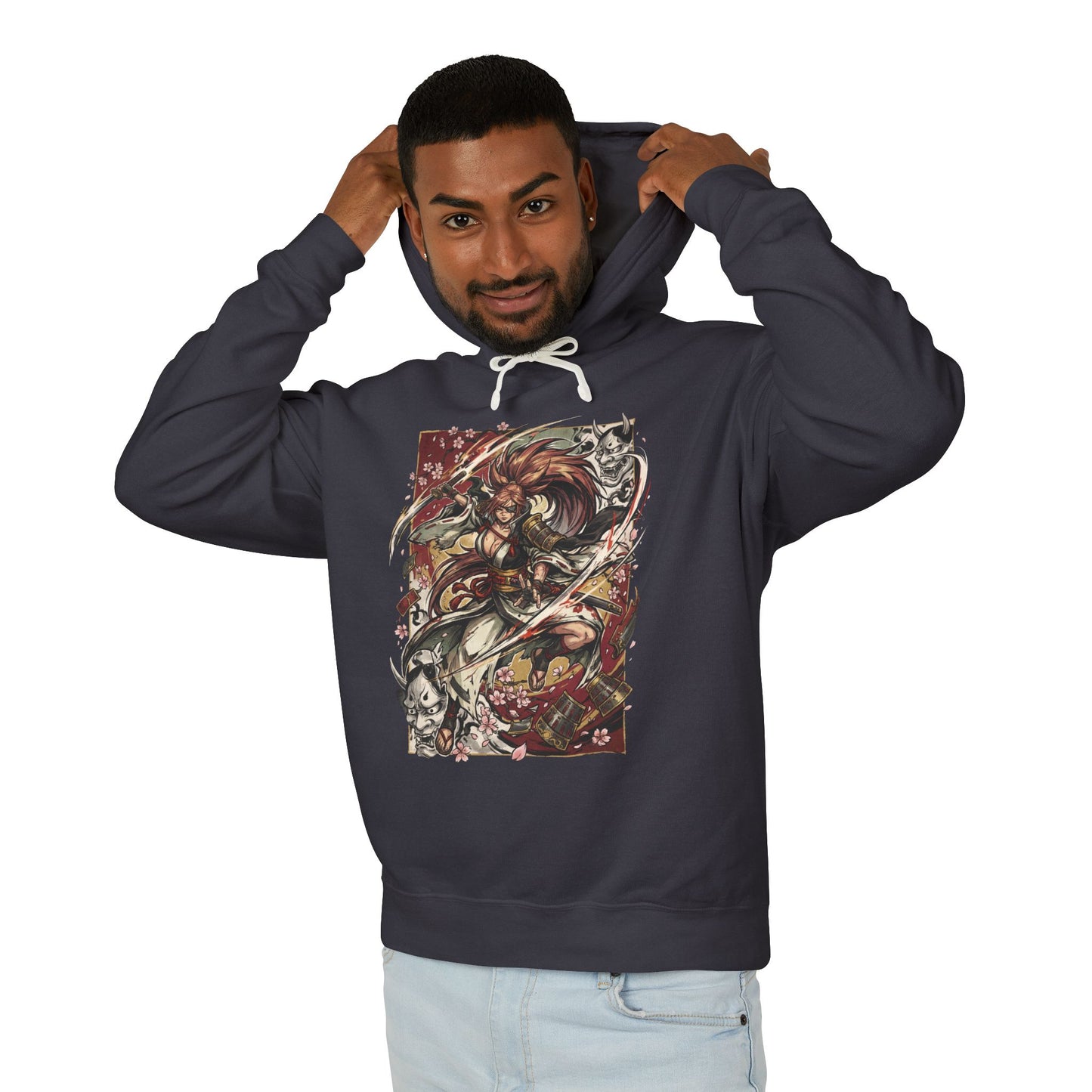 Baiken Guilty Gear Strive Red Kimono Torn Sleeve Design Unisex Premium Hoodie