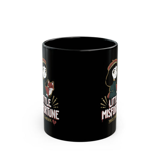 Little Misfortune Fox Friend Logo Black Mug