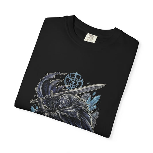 Half Wolf Blaidd Epic Fantasy Knight Design Premium T-Shirt
