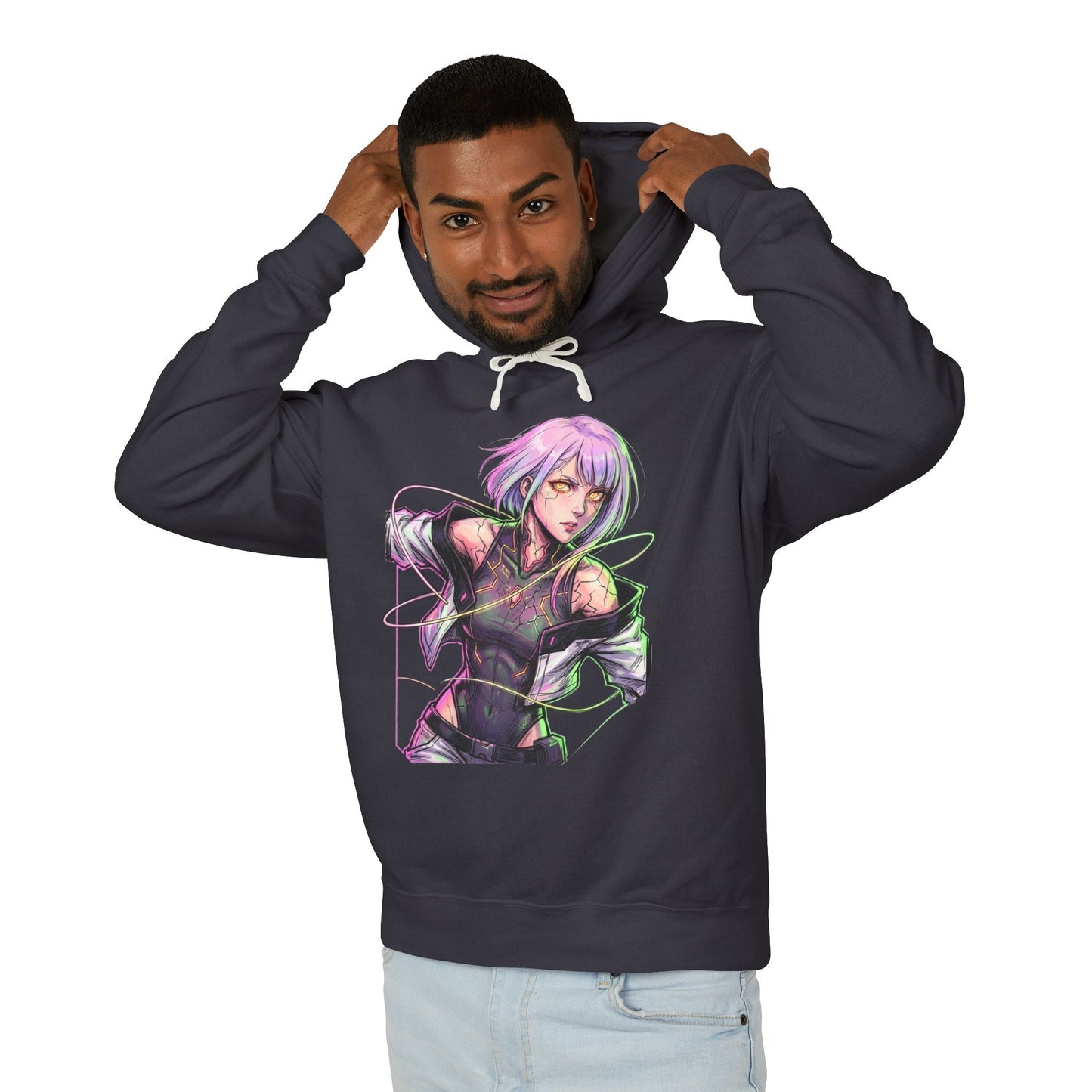 Lucy Cyberpunk Edgerunners Cool Aloof Netrunner Portrait Unisex Premium Hoodie