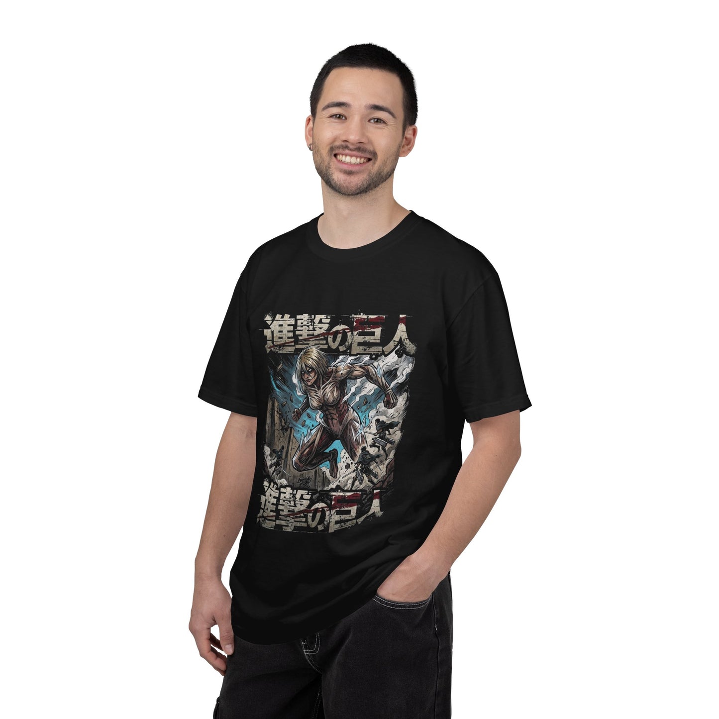 Female Titan Blonde Mane Muscular Titan Design Premium T-Shirt